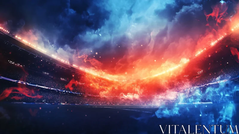 Stadium sky ignites as fire and ice roar above the pitch