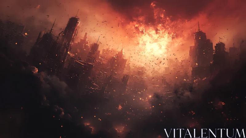 Cityscape in Flames: A Dramatic Vision of Chaos.