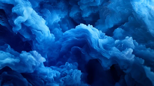 Abstract Blue Cloud Formations in Fluid Art Digital Style.