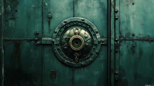 Industrial steel vault door with circular locking mechanism