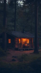 Woodland Sanctuary Glows: Log Cabin Nestled in Ancient Forest.