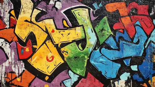 Urban graffiti mural bursts with layered abstract color