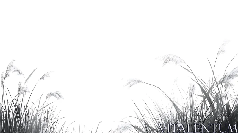 Soft grasses sway in a gentle breeze against open white sky