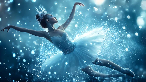 Kinetic ballet silhouette in crystalline bokeh luminance field.