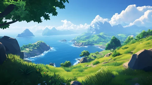 Alpine Paradise Unveiled: Where Emerald Slopes Descend to Sapphire Waters.