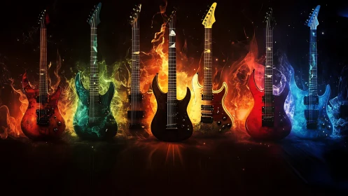 Elemental guitars ignite a neon symphony across the void
