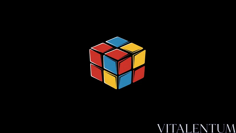 Color-block cube drifts like a bright puzzle in the void