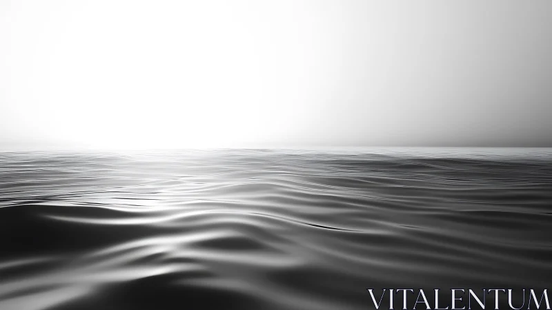 Minimalist monochrome seascape renders high-gloss fluid surface