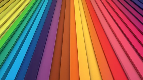 Prismatic paper runways fanning into a bold rainbow rush.