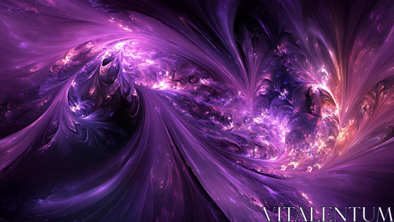 Fractal violet light forms swirl through layered digital space