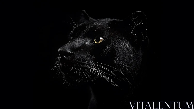 Black Panther Portrait Against Dark Background