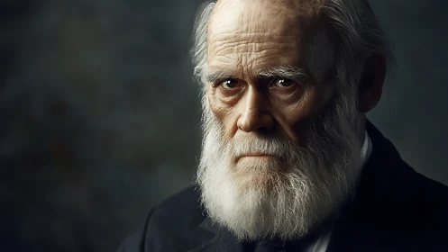 Elderly bearded man rendered in high-contrast photoreal detail