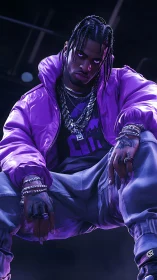 Neon throne swagger under ultraviolet stadium glare.