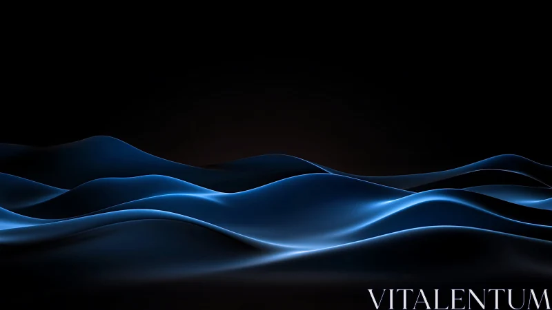 Blue luminous waveforms flow smoothly over black background
