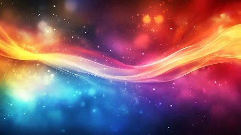 Colorful abstract light wave across vibrant gradient space.