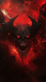 Hellfire crowned horror grinning from molten shadows.