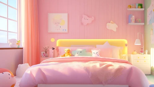 Pastel plush haven where sunrise cuddles meet cloud lights.