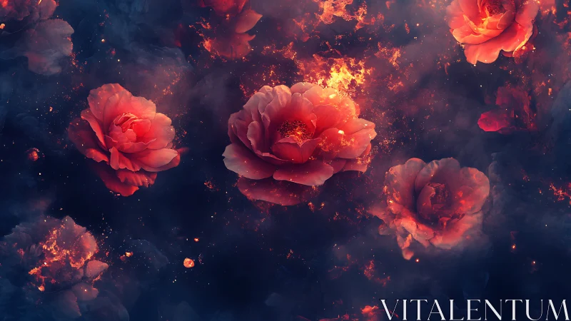 Luminescent Peonies Ablaze in Cosmic Inferno.
