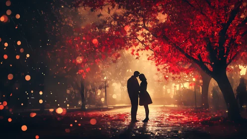 Crimson Rendezvous: Where Autumn Whispers Ignite Devotion.