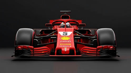 Front-facing Formula 1 race car rendered with high-gloss 3D realism