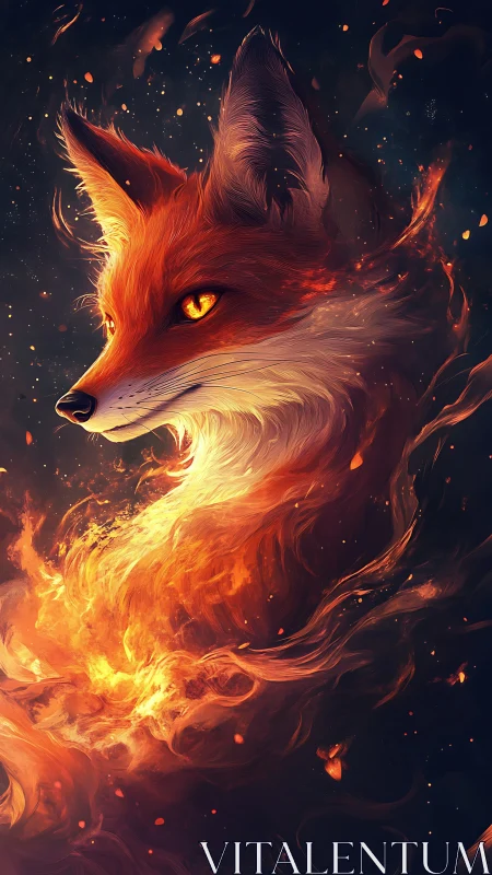 Volumetric vulpine entity emerging from turbulent plasma flame.