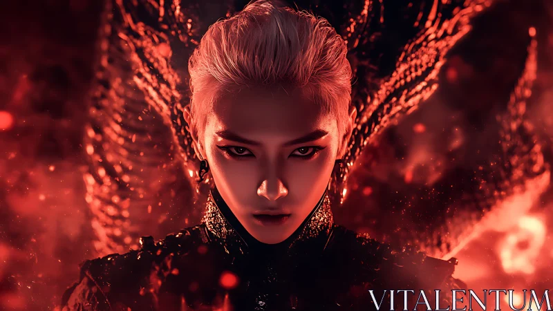 Fierce dragon‑touched warrior glowing in molten light.