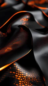 Luminous black waves with orange tech mesh highlights.