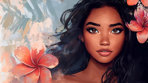 Warm island portrait glows with gentle florals and calm eyes