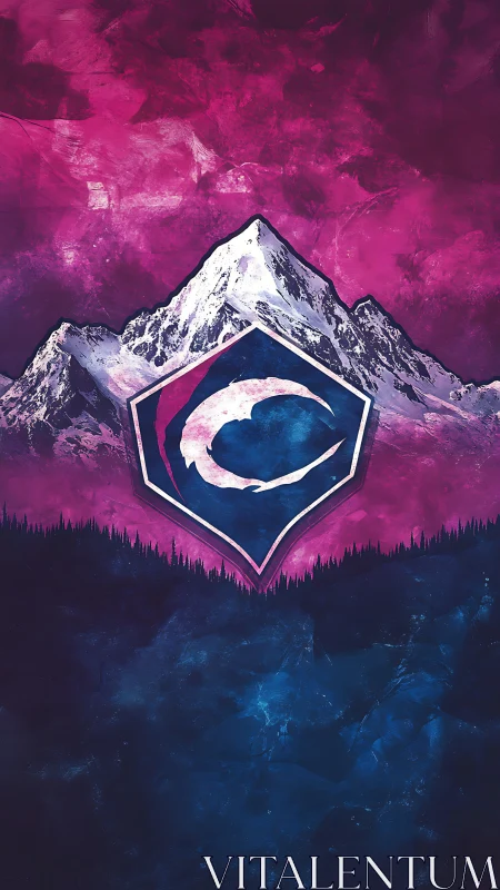 Cosmic mountain crest rising through vivid pink twilight.