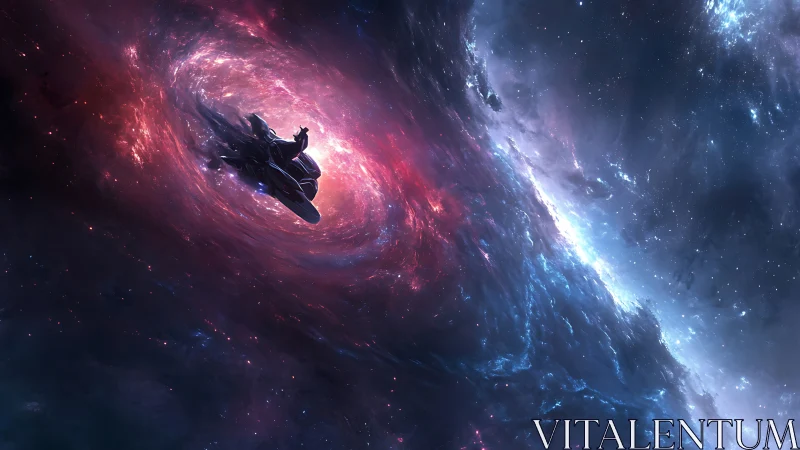 Star-surfer dives through a blazing galactic vortex gateway.