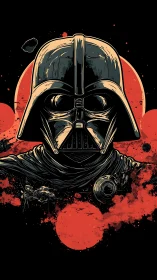 High-contrast vector portrait of masked sci-fi villain silhouette