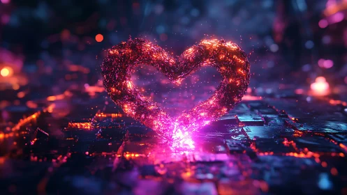 Luminescent heart shape with particle emission and energy field