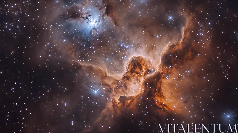 Deep space nebula with dense starfield and gas clouds.