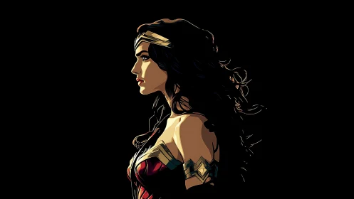 Heroic warrior profile in dramatic side lighting.