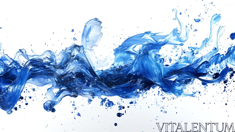 Dynamic blue liquid splash curves across white background