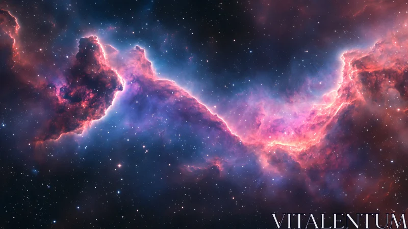 Ionized nebular filament arcs across dense starfield in space