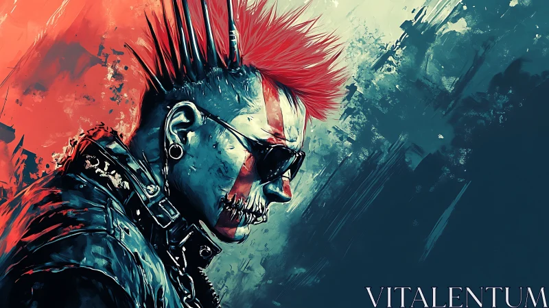 Cyberpunk punk skull portrait pulses with neon attitude.