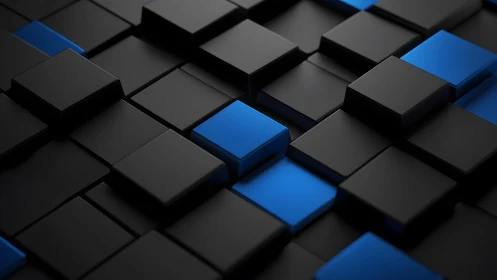 Black and Blue 3D Cubes Abstract Pattern with Modern Design.