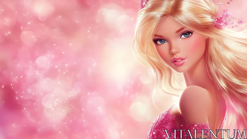 Sparkling pink daydream with a softly glowing blonde muse.