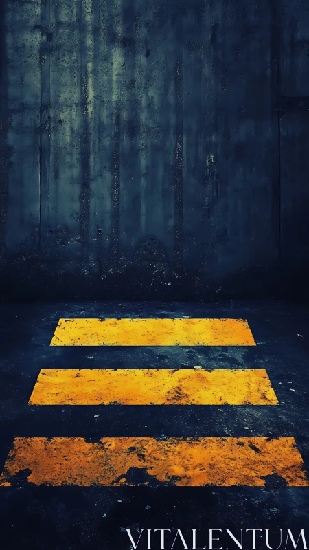 Golden stripes in a moody urban tunnel of quiet contrast.