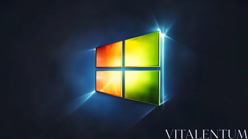 Vibrant Windows Logo on Dark Abstract Background, Digital Art.