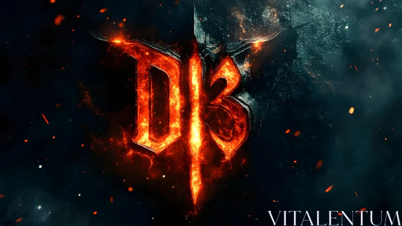 Fiery Diablo 3 Logo in Dark, Dramatic Fantasy Art Style.