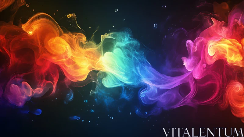 Multicolor swirling smoke forms against dark background.