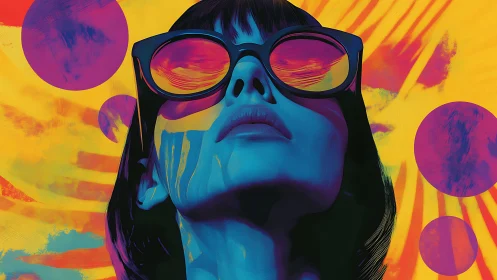 Neon-lit portrait renders a stylized woman in saturated duotone