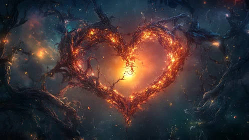 Blazing Heart Portal Emerging from Cosmic Void