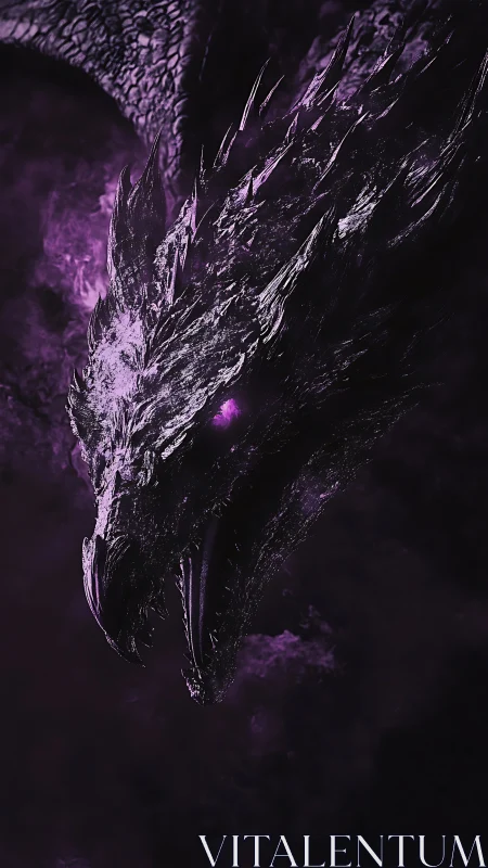 Voidborn amethyst dragon erupts from swirling cosmic shadow.