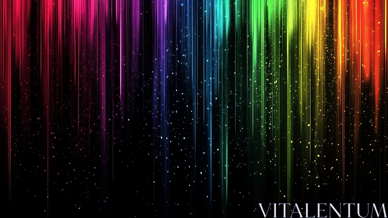 Vertical spectrum lines with descending light particles pattern.