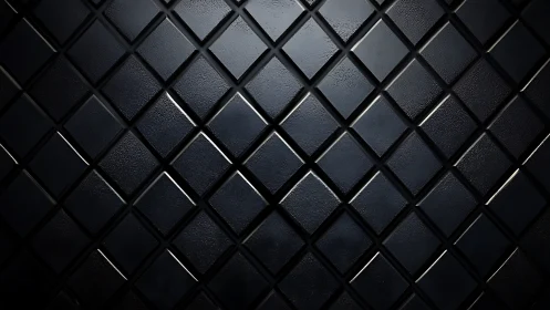 Dark glossy diamond tile wall with geometric reflections.