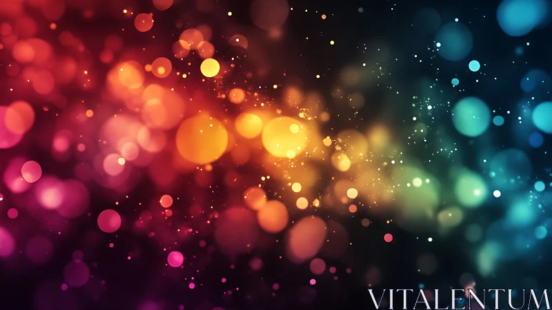 Multicolored bokeh light pattern on dark gradient background.