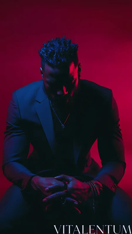 Low-key portrait with magenta rim light and cyan fill drama.